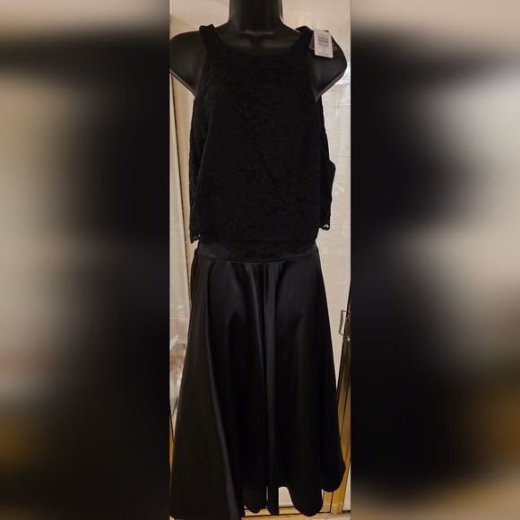 Torrid - Black Lace Halter Top Satin Skirt Set - Picture 1 of 6
